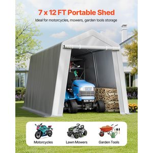 Tenda Portatile Impermeabile 7x12 piedi per Deposito in Giardino con Porta Avvolgibile e Telaio Resistente - Product Image 2