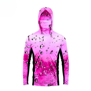 Wholesale Men's Pink Camouflage Long Sleeve Fishing Hoodie UPF 50 Anti-Uv Sun Protection Pullover Jacket - Product Image 5