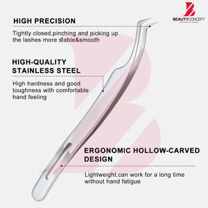 Pinces à cils en argent en gros, outils d'extension de cils en acier inoxydable de qualité supérieure, pinces d'isolation à pointe incurvée ultra-fine - Product Image 3