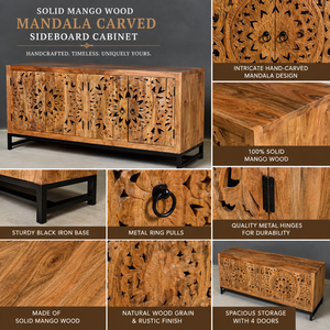 Excellent Quality Handmade Modern Solid Wood Farmhouse <b>Sideboard</b> Cabinet Large <b>Storage</b> Capacity Dining Room Living Room Hotel - Product Image 6