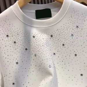 Camiseta de Hombre con Pedrería, Estilo Urbano, Lujosa, con Cristales, de Algodón, Casual, a la Moda, Personalizada, OEM, al por Mayor - Product Image 6