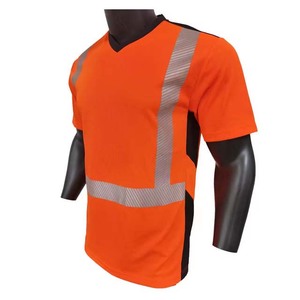เสื้อยืดคอกลมแขนสั้นสีส้มสะท้อนแสงสำหรับชุดทำงาน - Product Image 2
