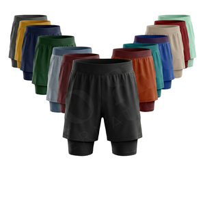 Pantalones Cortos Deportivos 2 en 1 Personalizados de Poliéster, con Forro de Compresión, Secado Rápido, Transpirables, para Gimnasio, Entrenamiento Atlético y Deportes - Product Image 1
