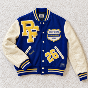 Blouson universitaire personnalisé en laine épaisse/polyester avec lettres en chenille et impression en caoutchouc en relief, design personnalisé contrastant, unisexe, grande taille - Product Image 1