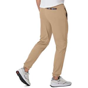 2025 hommes Gym Joggers fermeture éclair poches entraînement athlétique pantalons de survêtement cordon Stretch taille élastique 3XL kaki pour la gymnastique - Product Image 2