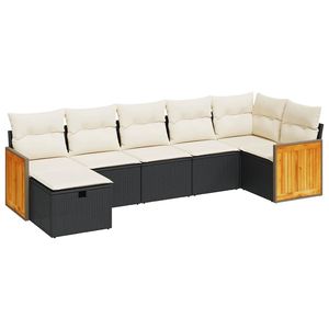 Set Divano da Giardino in Rattan PE Nero con Piedini Regolabili, Set da Giardino con Piedini Regolabili - Product Image 2