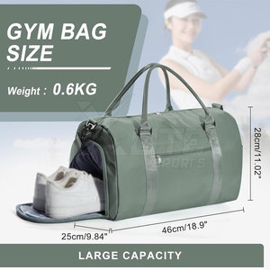 Sac de sport personnalisé avec logo, grande capacité, doublure en nylon, compartiment séparé pour chaussures, intérieur spacieux pour usage sportif - Product Image 6