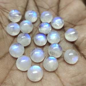 Piedra de Luna Arcoíris Natural, Forma Redonda, Cabujón, Parte Posterior Plana, Gema Suelta para Joyería, Cristal Curativo - Product Image 1