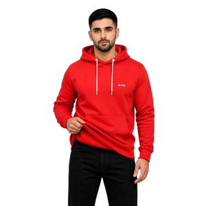 Sweat-shirt à capuche rouge pour homme, coupe classique, décontracté, en molleton de coton, avec poche, imperméable, respirant, écologique, pour l'hiver - Product Image 5