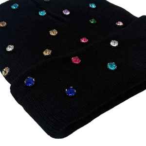 Gorros de lana unisex al por mayor, gorros tejidos con piedras preciosas de 5 mm bordadas a mano en todos los colores, gorros de invierno para exteriores con logotipo personalizado. - Product Image 4