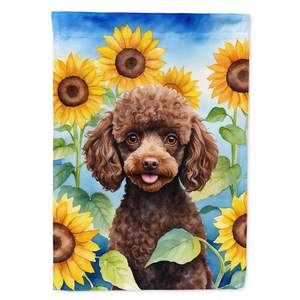 ธงดอกทานตะวันรูปพุดเดิ้ลสีช็อคโกแลตหลากสีสำหรับประดับสวนธงกล่องจดหมายสำหรับชานบ้านและแบนเนอร์สนามหญ้าสำหรับตกแต่งเตียงดอกไม้ - Product Image 1