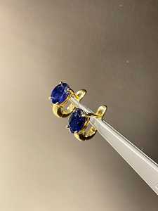 Blue Sapphire Sterling <b>Silver</b> Drop Earrings Bezel Setting Gold Plated September Birthstone Women's Jewelry for Party Occasions - Product Image 3