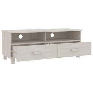 Meuble TV HAMAR en bois de pin massif blanc 41,7"x15,7"x15,7" - Product Image 5