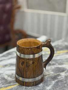 Jarra de Cerveza de Madera con Bandas Metálicas, Asa Hecha a Mano, Reutilizable, Estilo Moderno, Accesorio de Bar para Beber Cerveza, HASAN CRAFT Uttar Pradesh - Product Image 4