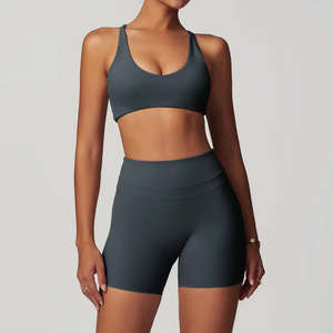 Activewear Set For Women Seamless Sports <b>Bra</b> And Biker Shorts Two Piece Gym Workout Outfit High Waist Yoga Clothes - Product Image 3