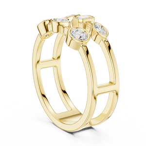 Luxury Yellow Gold Geometric Multi Shape Bezel <b>Set</b> Diamond <b>Ring</b> <b>for</b> <b>Women</b> Elegant Minimalist Stackable <b>Wedding</b> Anniversary Fine - Product Image 1