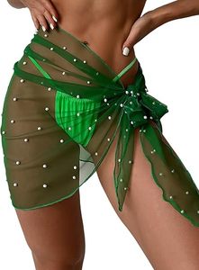 Women's Sheer Pearl Sarong <b>Wrap</b> <b>Bridal</b> Swimsuit Cover-Up Bride Beach Honeymoon Outfit Bachelorette Party Bikini Waterproof UV - Product Image 5