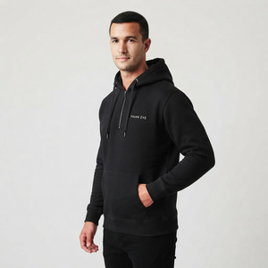 Fabrication de sweats à capuche noirs de taille standard pour hommes, sweats à capuche à demi-zip, logo personnalisé, sweat à capuche en coton épais pour hommes - Product Image 3