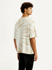 Camiseta de Manga Corta para Hombre, Estilo Tie-Dye, Cuello Redondo, Casual, a Rayas, Corte Regular, 100% Algodón, Tejido de Punto - Product Image 6