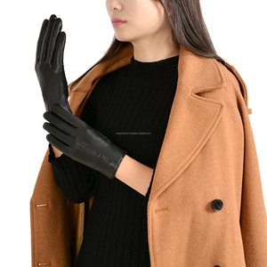 Gants en cuir pour femmes sur mesure, style uni, noirs, thermiques, non doublés, gants d'hiver décontractés, fabricant OEM - Product Image 4