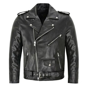 Chaqueta de Cuero Genuino para Hombre, Personalizada al por Mayor, OEM, ODM, Marca Privada, Logotipo Frontal, Resistente al Viento, Estilo Motero Vintage, de Fábrica - Product Image 4