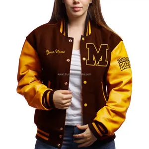 2023 chaqueta Varsity personalizada para hombre, cuello levantado, chenilla bordada con alfabeto en la parte delantera del pecho, chaqueta con letras personalizada - Product Image 1