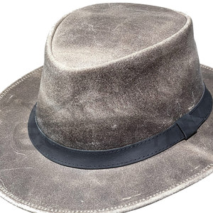 Mens Travel <b>Hat</b> Grey Crazy Cow Distressed Leather Western <b>Hat</b> Plain Black <b>Band</b> Outdoor Fashion Australian <b>Hats</b> - Product Image 4
