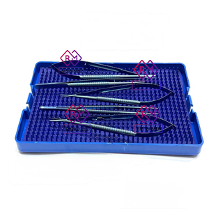 Micro needle holder micro scissors tissue plier micro velvart 5 pcs <b>set</b> 18 cm titanium blue <b>colour</b> BY MEDICAB INSTRUMENTS - Product Image 1