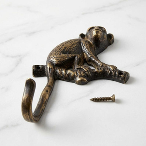 Gancho de Pared de Latón Antiguo con Diseño de Mono, Perchero Metálico Rústico con Diseño de Animal de la Selva, Herraje Decorativo para Dormitorio y Entrada - Product Image 3