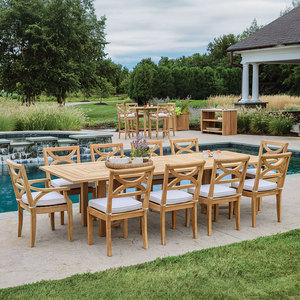 Table de salle à manger extérieure en teck massif, imperméable, écologique, faite à la main, design moderne, pour villa, hôtel et resort - Product Image 2