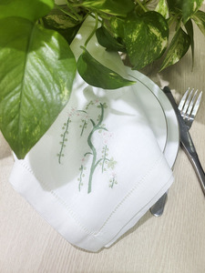 Custom Wholesale Square <b>Cloth</b> Napkin Full Sizes Embroidered Pretty Flower Stone Washing Hemstitch <b>Linen</b> Reusable Home Wedding - Product Image 4