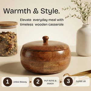 Caja Redonda de Madera Hecha a Mano Ecológica Premium para Roti y Chapati |   Contenedor para Guardar Pan Indio - Product Image 3