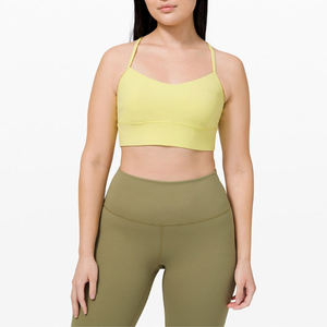 Women Yellow Spaghetti Strap Crop Top Olive High Waist Leggings Yoga Set Seamless Breathable Activewear Two Piece - Product Image 1