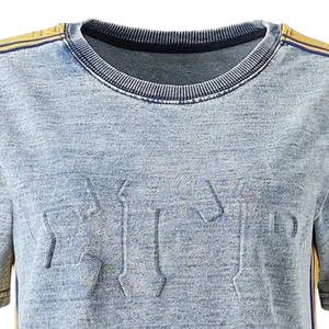 เสื้อยืด SGRho พรีเมียมสีฟ้าอ่อน ลายเดนิม ปักลายกราฟิก แขนสั้น คอกลม แฟชั่นลำลอง สไตล์นักศึกษา - Product Image 3