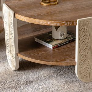 Tavolino da Caffè in Legno Intagliato Stile Palazzo con Doppio Ripiano, Tavolino Retrò e Piccolo Tavolino Laterale per Soggiorno - Product Image 3