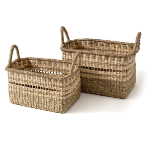 Vietrustic Modern Rustic Seagrass <b>Storage</b> <b>Basket</b> Handwoven Multifunction Ninh Binh <b>Bathroom</b> Organizer Sustainable Home Decor - Product Image 1