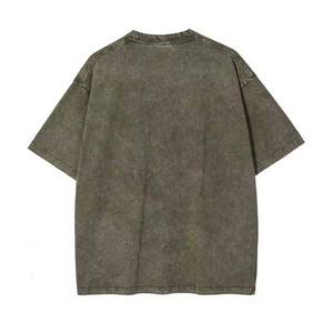 T-shirts décontractés pour hommes, effet délavé, style vintage, coton, épaules tombantes, avec impression personnalisée, t-shirts effet délavé - Product Image 2