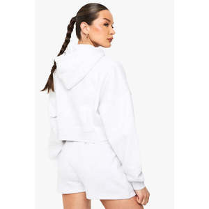 Sweat à capuche pour femme, collection automne-hiver, vente en gros, logo personnalisé, color block, coupe courte, en polaire, coupe oversize, col ras du cou - Product Image 6