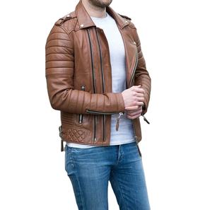 Chaqueta de Motociclista Casual para Hombre, de Cuero Sintético, Estilo Urbano, con Cuello Alto Bordado, Cierre de Cremallera, Color Marrón, para Invierno - Product Image 2