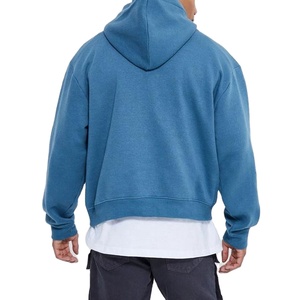 Sudadera con capucha de gran tamaño recortada lavada con ácido de peso pesado, jersey liso de alta calidad, sudaderas holgadas de algodón con hombros caídos para hombres 2026 - Product Image 3