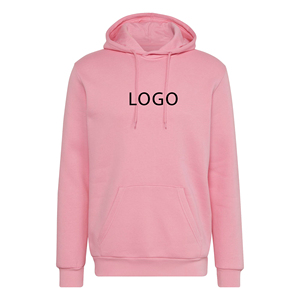 Sweat-shirt à capuche unisexe rose, coupe classique, en molleton de coton, décontracté, avec logo imprimé sur le devant, pour l'automne - Product Image 1