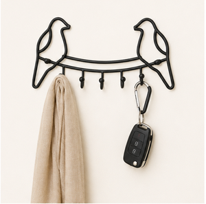 Decorative Black Metal <b>Wall</b> Mounted <b>Key</b> <b>Hooks</b> With 5 <b>Hooks</b> Whimsical Bird Design Entryway Organizer For <b>Keys</b> Small Accessories - Product Image 4