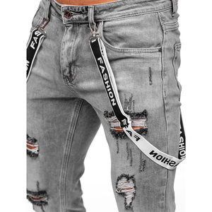 Jeans de Mezclilla Elásticos Personalizados para Hombre, de Alta Calidad, Color Azul Medio, Lavado a la Piedra, Corte Slim Fit, Pantalones Casuales de Algodón para Hombre, Tallas Grandes - Product Image 6