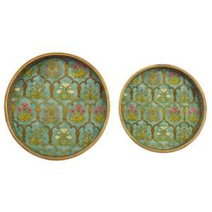 Bandeja Redonda de Madera de Diseño Artesanal, Plato Decorativo con Estampado Floral de Peonías para Pedidos al por Mayor - Product Image 3