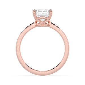 Magnífico Anillo de Compromiso de Oro Rosa de 10K con Diamante Cultivado en Laboratorio de Corte Esmeralda, Diseño Refinado de Corte Escalonado y Elegancia Nupcial - Product Image 2