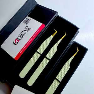 Pince à épiler professionnelle GETUP BROSONS IMPEX en acier inoxydable, antistatique, antimagnétique, durable, à pointe de 45 degrés / à angle de 90 degrés, pour cils, 10 mm - Product Image 3