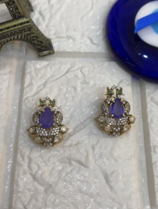 Vintage Luxury 22K Gold Plated <b>Silver</b> <b>Stud</b> Earrings with Flower Design for Women's Party & Religious Occasions - Product Image 4