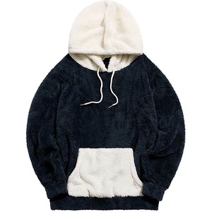 Custom Logo Embroidered <b>Mens</b> Plus Size Hoodie Fluffy <b>Sherpa</b> Fleece Pullover Oversized Winter Pockets Streetwear Warm Sweatshirt - Product Image 2