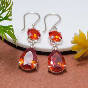 Nikhil Gems NG-033 925 Sterling Silver Handmade Red Garnet Pear Drop <b>Earrings</b> Natural Gemstone Jewelry Trendy Elegant Gift for - Product Image 5