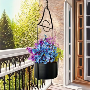 Suspension de pot de fleurs en métal pour décoration intérieure, balcon, fenêtre, salon, support de plantes, finition noire moderne, tendances minimalistes - Product Image 1